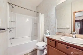 The full bathroom off the main level bedroom.