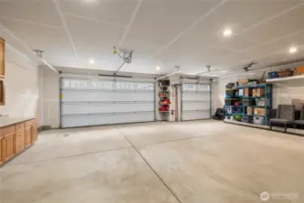 over-sized garage with built in storage
