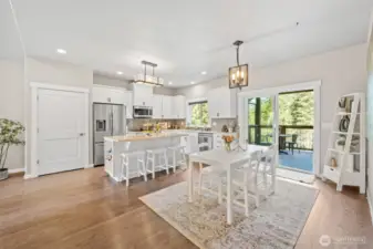 open concept kitchen and dining area