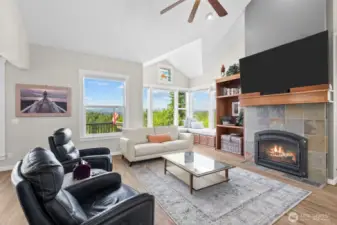 The large gas fireplace a fantastic focal point, especially on those chilly winter days.