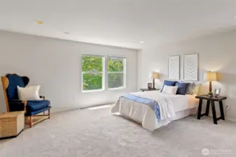 Primary bedroom overlooks the backyard