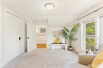Adorable and spacious closet with window light and wood floors in bedroom #4 (upstairs)