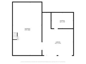 2D Floorplan - Basement - Measurements are approximate and not guaranteed accurate.