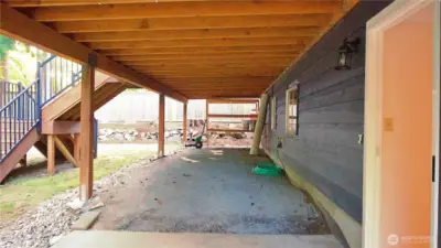 Storage under the deck.