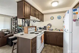 Typical kitchen with bar seating.