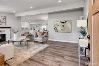 Excellent living area as part of a very large great room