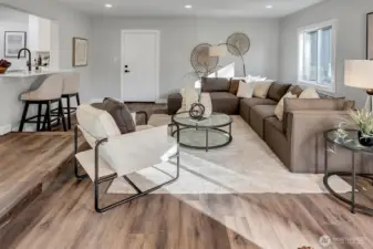Bar area to kitchen from the family room perspective
