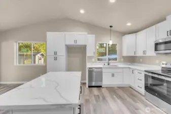 Island view of the kitchen