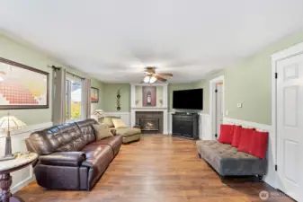 Family room with gas fireplace