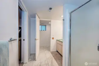 Bathroom Downstairs Off The Bedroom.