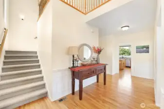 Beautiful hard woods on the main floor.  Welcome inside!