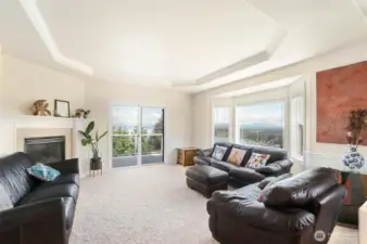 Enjoy the living room complete with fireplace.