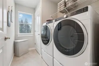 Upstairs laundry room, front load washer & dryer + pedestals are an option to add.
