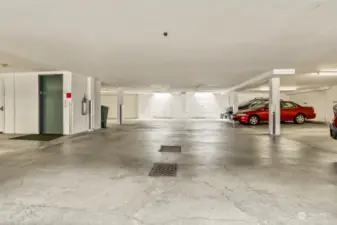 common area garage has an elevator for easy access to the unit on the 1st level.