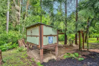 Nestled on the property is a charming chicken coop, offering a unique opportunity for sustainable living.