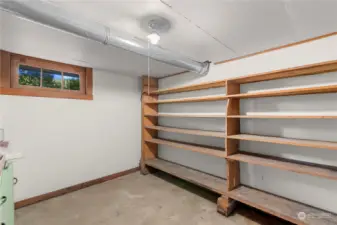 Additional basement space for pantry and storage.