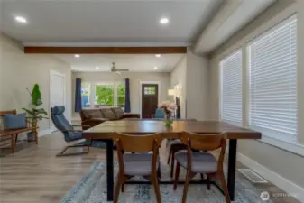 Perfect spaces for entertaining. Open Dining and Living area.