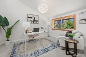 Upstairs office with abundant storage