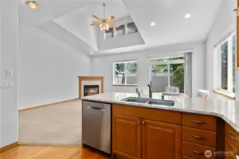 Kitchen looking to living room