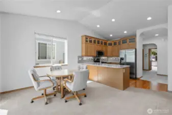 Dining space and kitchen with eating space