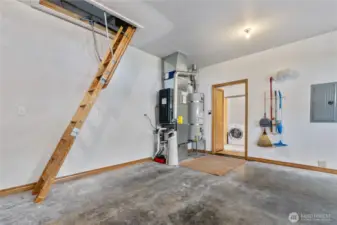 2022 Furnace and whole house AC. Steps to bonus space via ladder