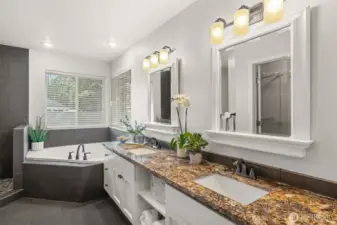 spacious, updated primary bath