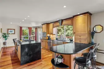 Waterfall Edge Island with Soapstone Countertops!