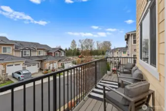 Balcony off kitchen and dining room