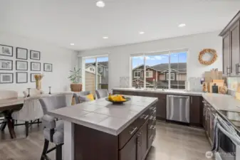Open concept with dining area off the kitchen