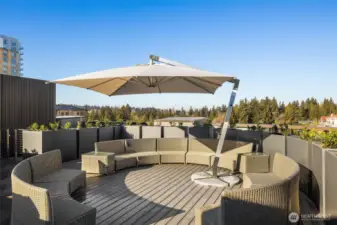 Rooftop features a gas BBQ, beverage refrigerator and an oversized umbrella to enjoy the nice Summer days!