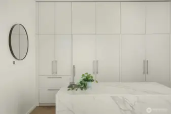Paneled Miele SMARTGLAS refrigerator with custom doors that roll back for an open or closed sleek look.