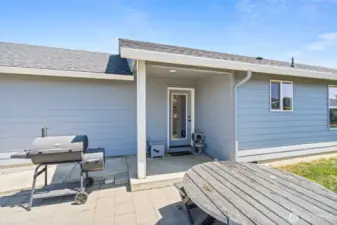 Rear entrance through covered patio