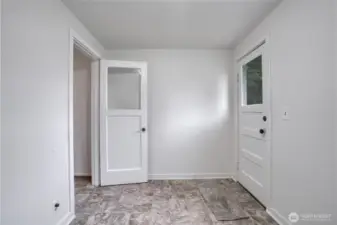 Utility room. Back door to the right.