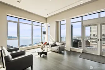 Indoor/outdoor spaces at two Sky Retreats—one in each tower.