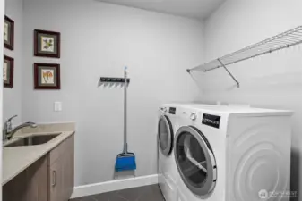 Washer and Dryer are included in the separate laundry room with storage AND a utility sink.