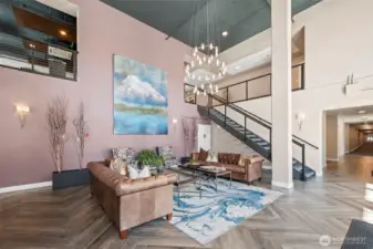 Welcome to the Baker Condominiums! The lobby includes a semi-private room for gathering on the same level or go upstairs to the community room.  It is reservable and your deposit is refundable if you leave the space the same way you found it. Great for big parties.