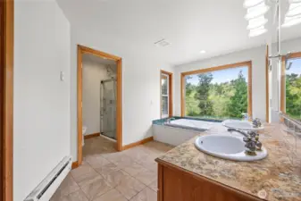 Primary bathroom with jacuzzi tub