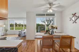 Looking across the dining and loving areas to the serene views.