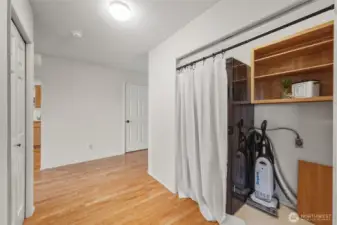 There is a nice laundry closet (doors are in the garage) but the washer and dryer do not transfer with the sale of the condo.