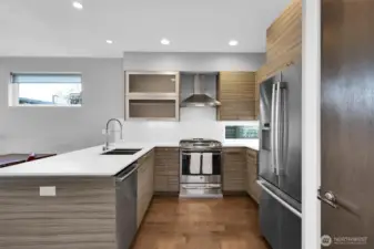 Spacious pantry makes everything easily visible.   Seeing the rising sun hitting Mt Rainier from my bed.