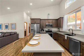The well laid out kitchen is a joy to cook in.