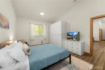 In addition to dual closets, the primary bedroom includes two large armoire units, providing ample storage for your entire wardrobe.