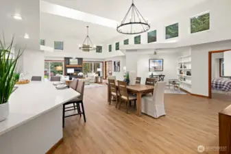 The stunning great room is warm and inviting with a variety of intimate spaces!