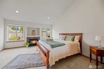 Primary bedroom with gas fireplace
