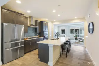 Open kitchen with eating bar