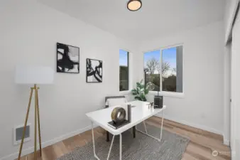Work from home in style with this bright and airy office space. With inspiring views and plenty of room for productivity, it’s the perfect environment for your daily work.