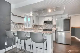 Kitchen with counterspace to eat on.
