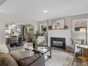 Living room offers gas fireplace