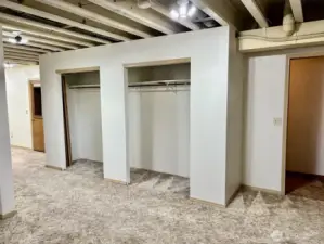 Lower level storage closets