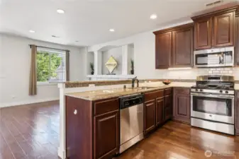 Kitchen open to living room